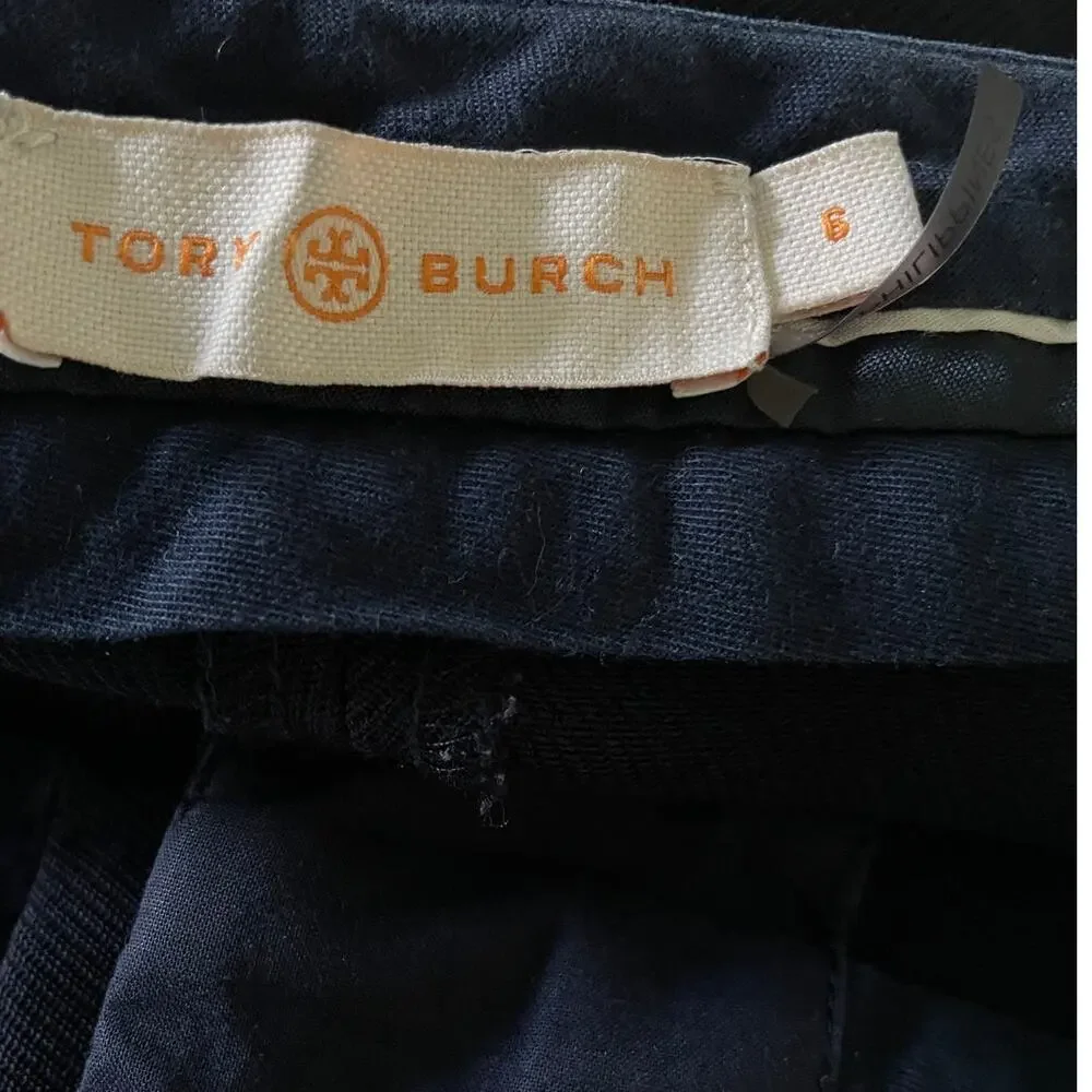 Tory Burch Navy Wool Blend Straight Leg Trousers Career Pants Size 6